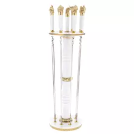 Набор шампуров с головами зверей из белого мрамора, на 8 персон