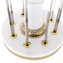 Набор шампуров с головами зверей из белого мрамора, на 8 персон