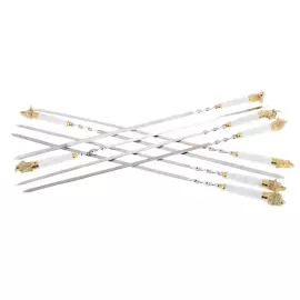 Набор шампуров с головами зверей из белого мрамора, на 8 персон