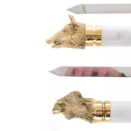 Набор шампуров с головами зверей из белого мрамора, на 8 персон