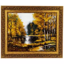 Картина из янтаря "Осень в лесу"