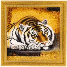 Amber painting "Tiger Cub"