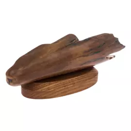 Скульптура из бивня мамонта и дуба "Два мамонта в пещере на подставке"