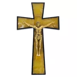 Cross made of amber and mahogany "Crucifixion", butterfly-1