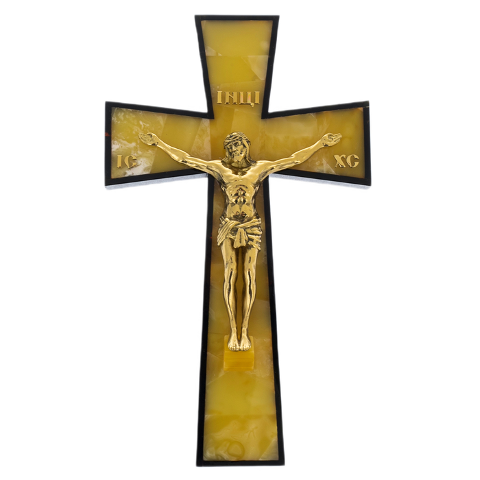 Cross made of amber and mahogany "Crucifixion", butterfly-1