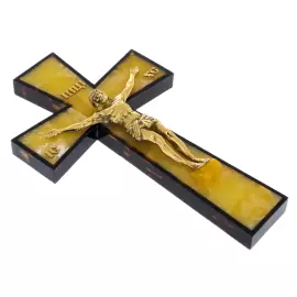 Cross made of amber and mahogany "Crucifixion", butterfly-1