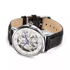 Наручные механические часы с автоподзаводом Mikhail Moskvin "Elegance" серебристые с черным ремешком