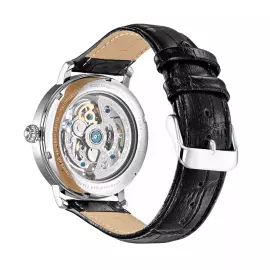 Наручные механические часы с автоподзаводом Mikhail Moskvin "Elegance" серебристые с черным ремешком