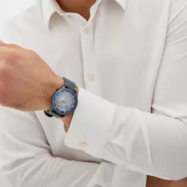 Наручные механические часы с автоподзаводом Lincor "Спутник" голубые