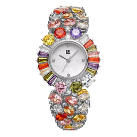 Lincor BIJOU Quartz Wrist Watch with cubic zirconia and multicolored crystals