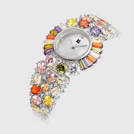 Lincor BIJOU Quartz Wrist Watch with cubic zirconia and multicolored crystals