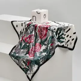 Платок шелковый "Delicate" пионы Платок шелковый "Delicate" пионы