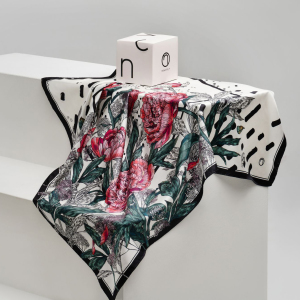 Silk handkerchief "Delicate" peonies
