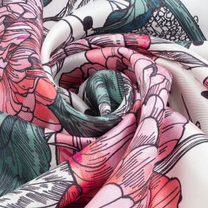 Silk handkerchief "Delicate" peonies