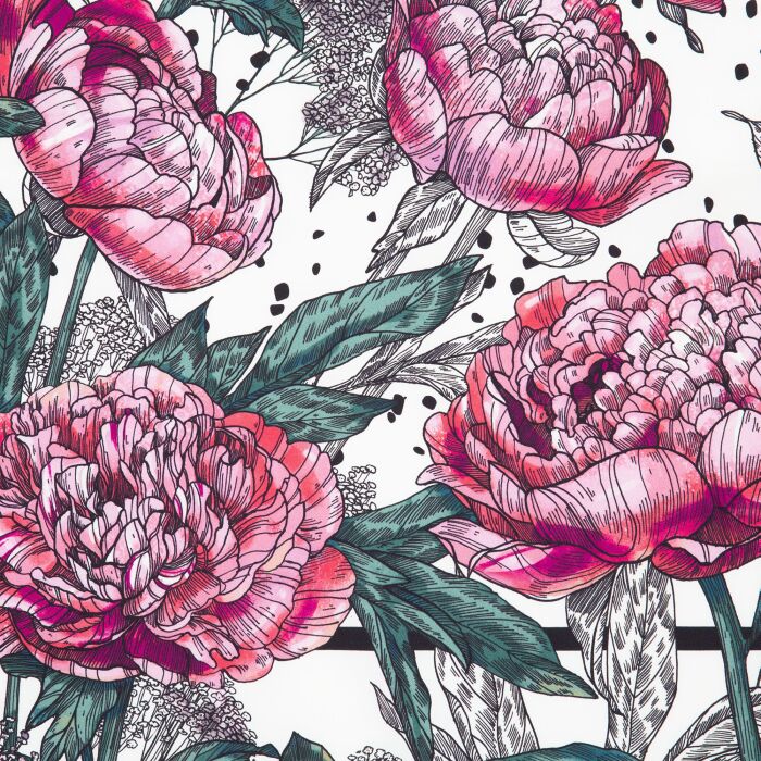 Silk handkerchief "Delicate" peonies
