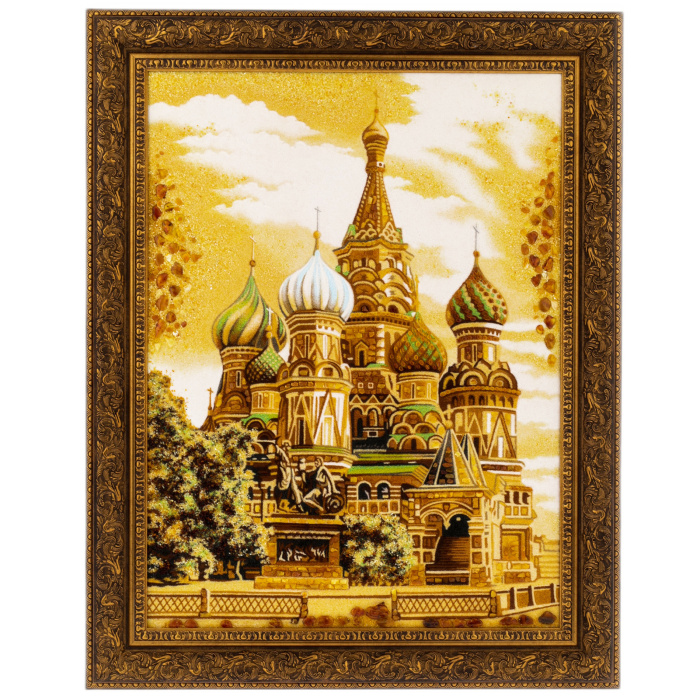 Amber painting "St. Basil's Cathedral"