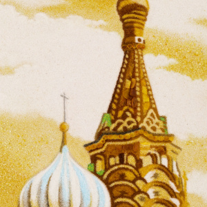 Amber painting "St. Basil's Cathedral"