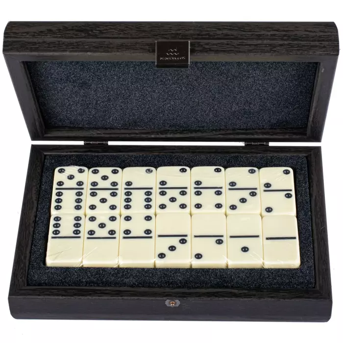 Dominoes made of wood and leather "Manopoulos" black