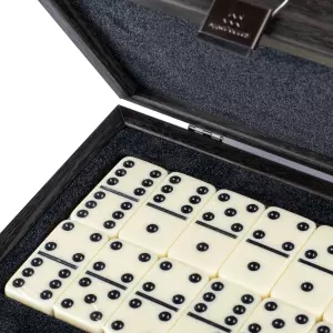 Dominoes made of wood and leather "Manopoulos" black