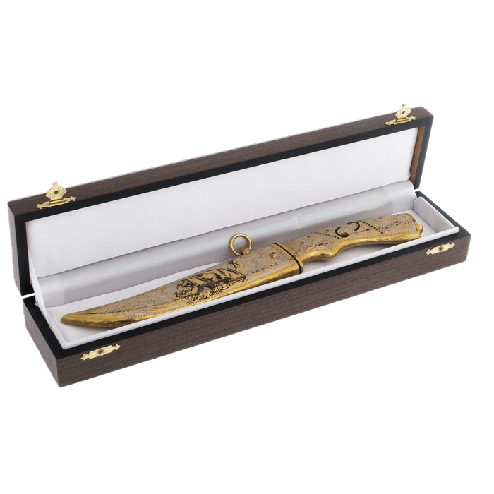 Souvenir knife "Bear" with cubic zirconia, Zlatoust
