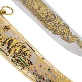 Нож сувенирный "Медведь" с фианитом, Златоуст