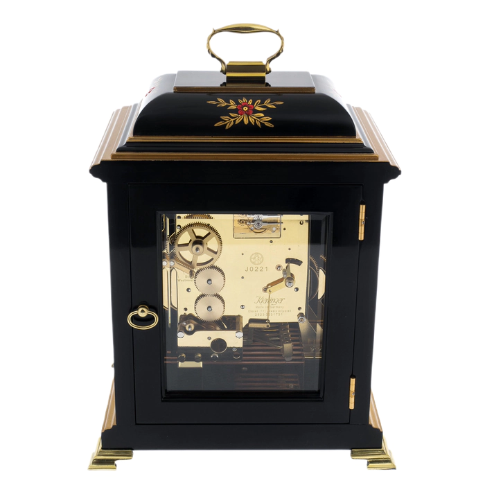 Mantel clock "The Georgian Basket Top in Chinoiserie Samurai Artwork" black