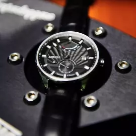 Наручные механические часы с автоподзаводом  Lincor черно-серебристые с черным ремешком