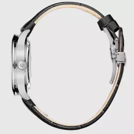 Наручные механические часы с автоподзаводом Lincor серебристые с черным ремешком