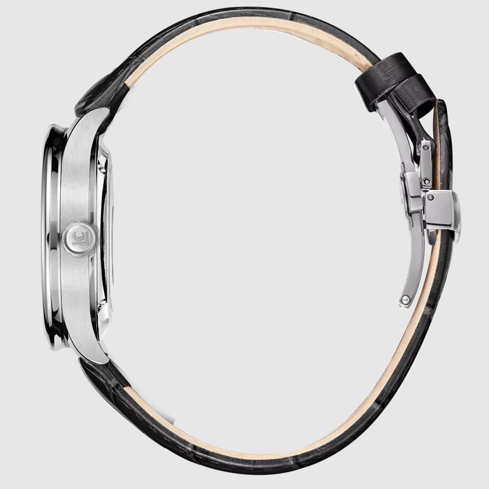 Lincor Automatic Mechanical Wristwatch Silver with Black Strap