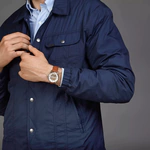 Lincor UNI Self-winding Mechanical Wristwatch in white and gold with a brown strap