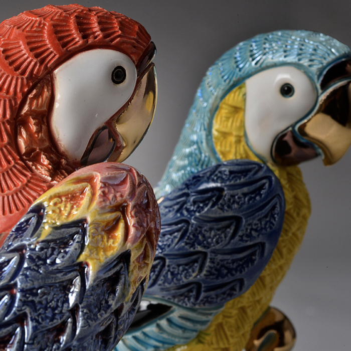 Ceramic statuette "Red Parrot"