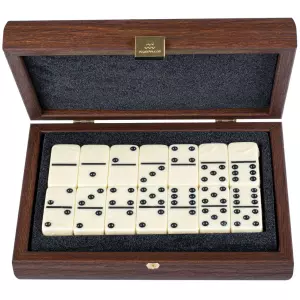 Domino made of wood and leather "Manopoulos" brown
