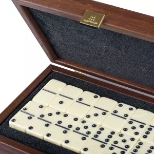 Domino made of wood and leather "Manopoulos" brown