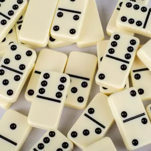 Domino made of wood and leather "Manopoulos" brown