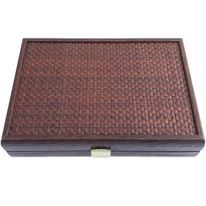 Domino made of wood and leather "Manopoulos" braided, brown