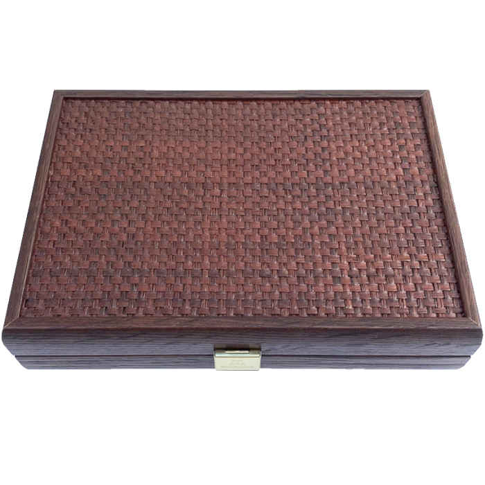 Domino made of wood and leather "Manopoulos" braided, brown
