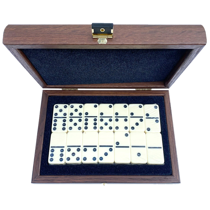 Domino made of wood and leather "Manopoulos" braided, brown