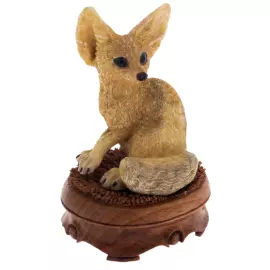 Скульптура из рога лося и дерева "Фенек" на подставке