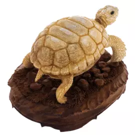 Скульптура из рога лося и дерева "Черепаха" на подставке