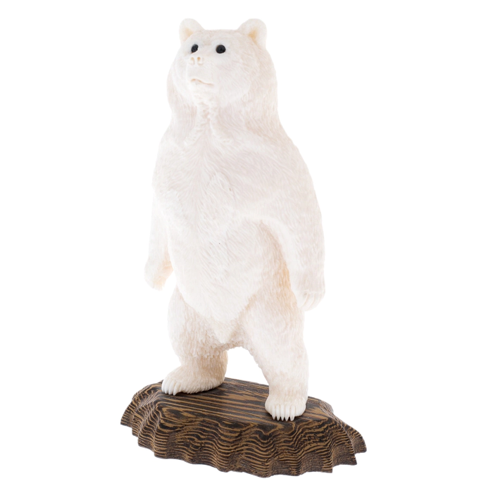 Sculpture of a walrus tusk "Bear" on a stand