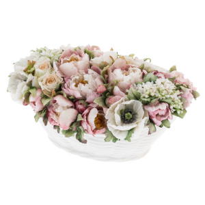 A souvenir made of porcelain "Basket with flowers" is large, in a gift box