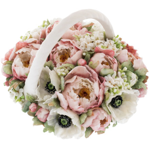 Souvenir made of porcelain "Flower basket with handle" medium