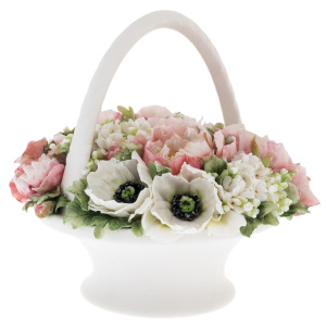 Souvenir made of porcelain "Flower basket with handle" medium