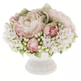 Сувенир из фарфора "Корзина с цветами" малая, в подарочной коробке