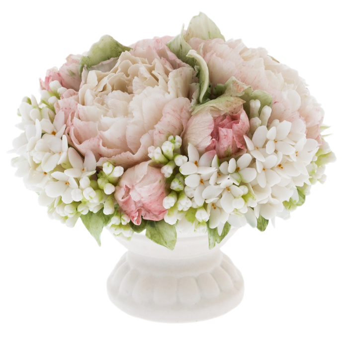 Souvenir made of porcelain "Basket with flowers" small, in a gift box