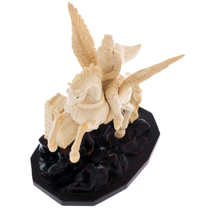 Mammoth tusk sculpture "Rider on a winged horse"