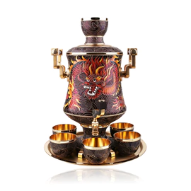 A set for strong drinks "Dragon" made of silver, for 6 people