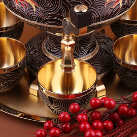 A set for strong drinks "Dragon" made of silver, for 6 people