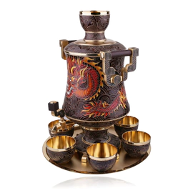 A set for strong drinks "Dragon" made of silver, for 6 people