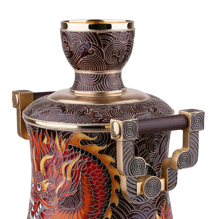 A set for strong drinks "Dragon" made of silver, for 6 people